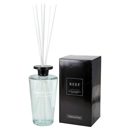 REEF 1000ml Reed Oil Diffuser Set, Sandalwood, Teak Wood, Tobacco & Oud, Luxury Beautiful Home Fragrance for Bedroom Living Room Home Decor Office Essential Oil Reed Diffuser for Stress Relief