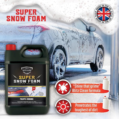 Snow Foam Plus 2L Pump up Snow Cannon Full Kit Inc Mitt & Drying Cloth Wash Detailing Valeting Kit For Car Van Caravan 5L Super Thick Pre Wash Pressurised Snow Cannon Lance