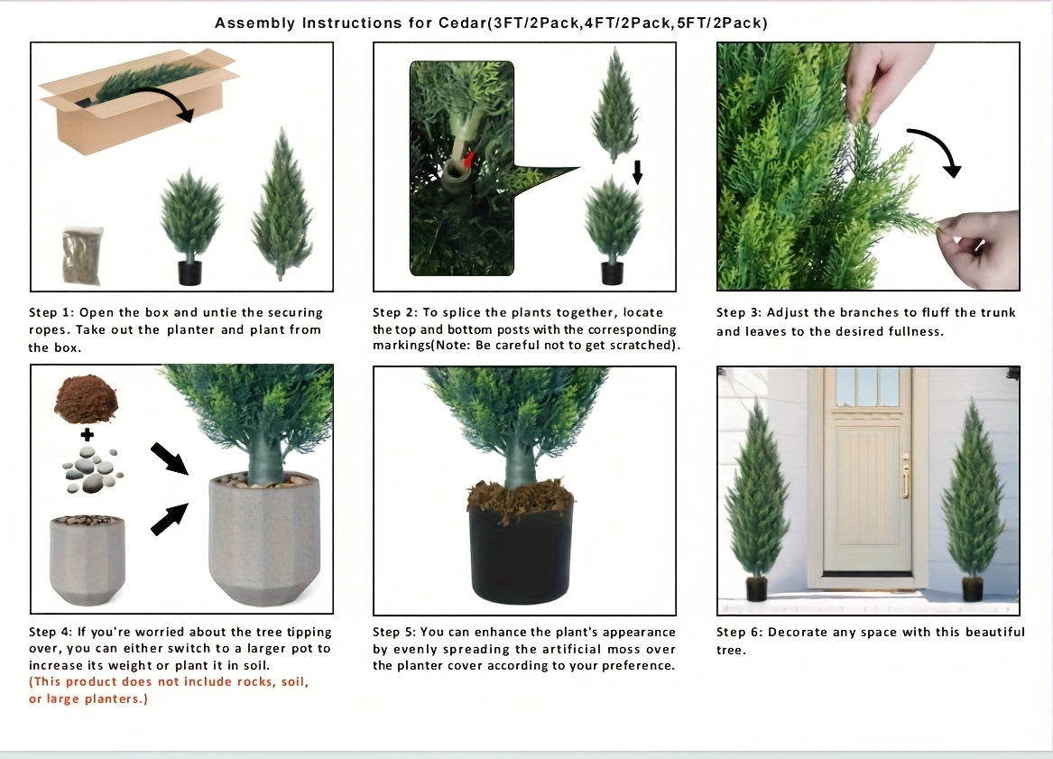 Artificial Cedar Trees in Pots Set of 2 Realistic Faux Cypress Topiary Plants Indoor Outdoor Front Door Porch Patio Christmas Decor UK