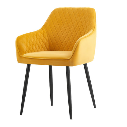 Velvet Dining Chairs with Armrests & Black Metal Legs, Upholstered Armchair 120kg Capacity 43x55x81cm, Set of 1 2 4 or 6 for Dining Room Kitchen Living Room