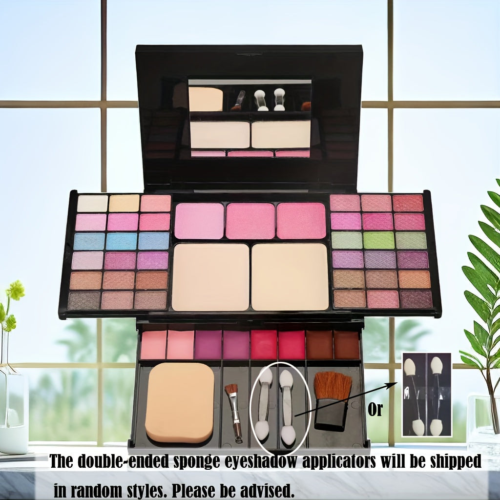 All-in-one Multifunctional Makeup Kit, Featuring 49-shade Eyeshadow Palette, Waterproof Nude Lipstick, Blush, and Setting Powder. The Complete Makeup Set Includes 36 Eyeshadow Shades + 3 Blush Shades + 2 Powder Shades + 8 Lip Gloss Shades