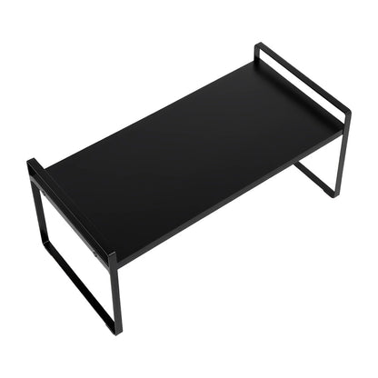 Multi-Tier Storage Rack, Mug Shelves for Desks, Black/White/Natural Wooden and Metal Countertop Organizer Shelf, Display Rack, Perfect for Dormitories Home Office Kitchen Bathroom