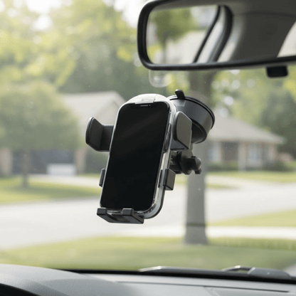 Heavy Duty Car Cell Phone Mount - Anti-Shake Stable Suction Cup Holder with Quick-Release Button - Flexible Long Arm Dashboard Mount for Hands-Free Navigation and Calling