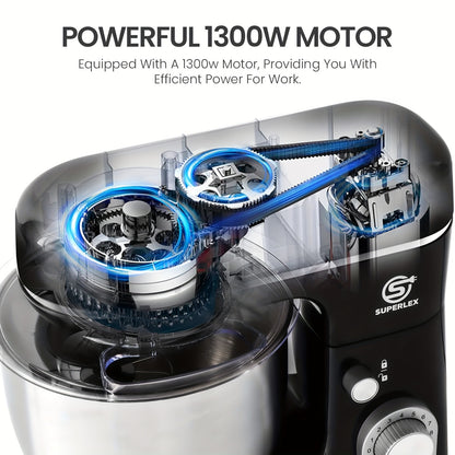 SUPERLEX 3-in-1 Stand Mixer 5L with 8 Speeds, Kitchen Machine with Pulse with Dough Hook, Whisk, Eggbeater Attachment for Baking Cake Bread 1300W