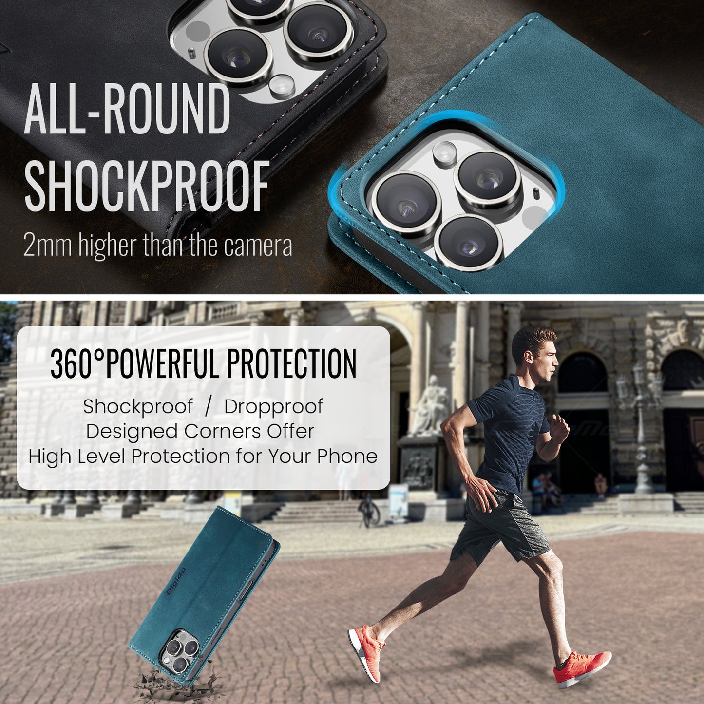 Upgraded Faux Leather Flip Cover Wallet Case For iPhone 16 Plus 16 Pro Max with Card Holder, Magnetic Closure, and Stand Function Phone Case