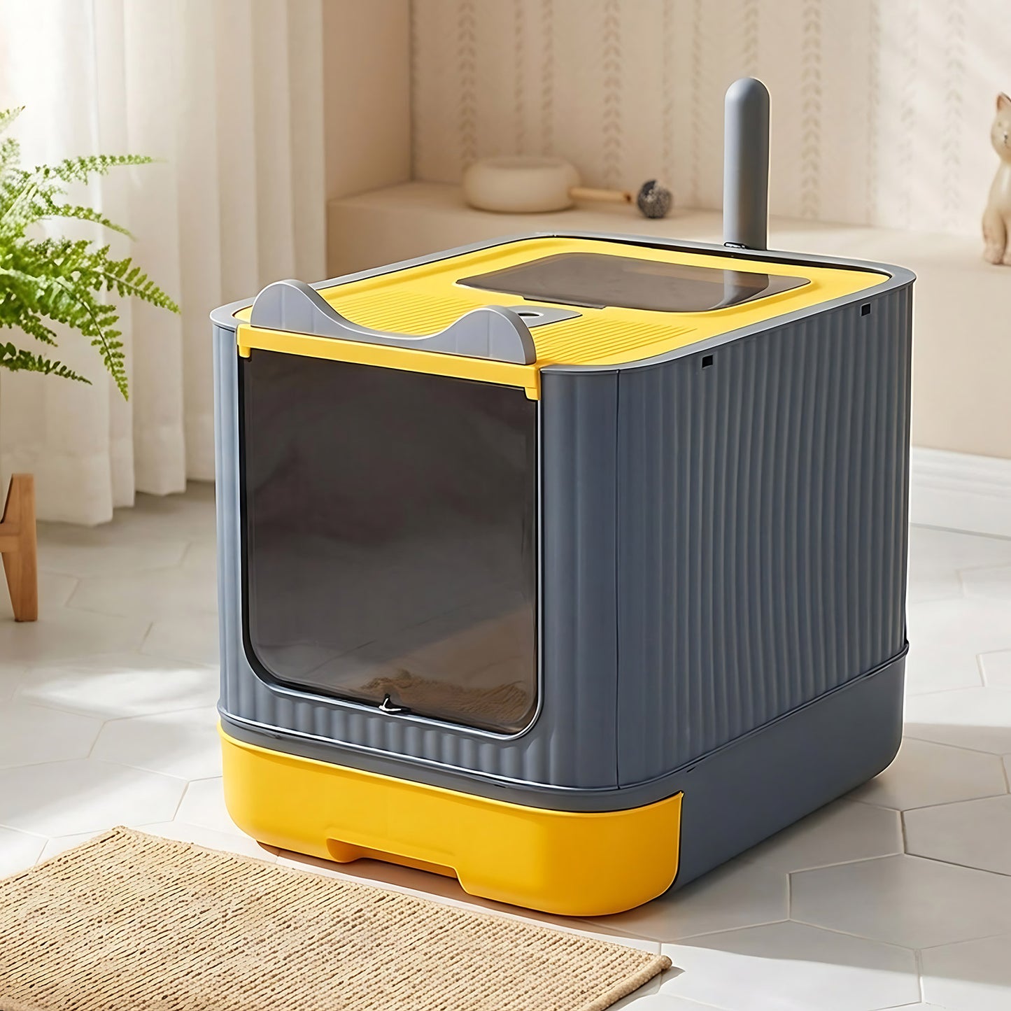 Cat Litter Box, Plastic Pet Toilet, Removable Litter Box, Large Cat Litter Box Hooded Litter Tray Drawer, UV Sterilization and Deodorization, Provide Your Cat with A Comfortable Place