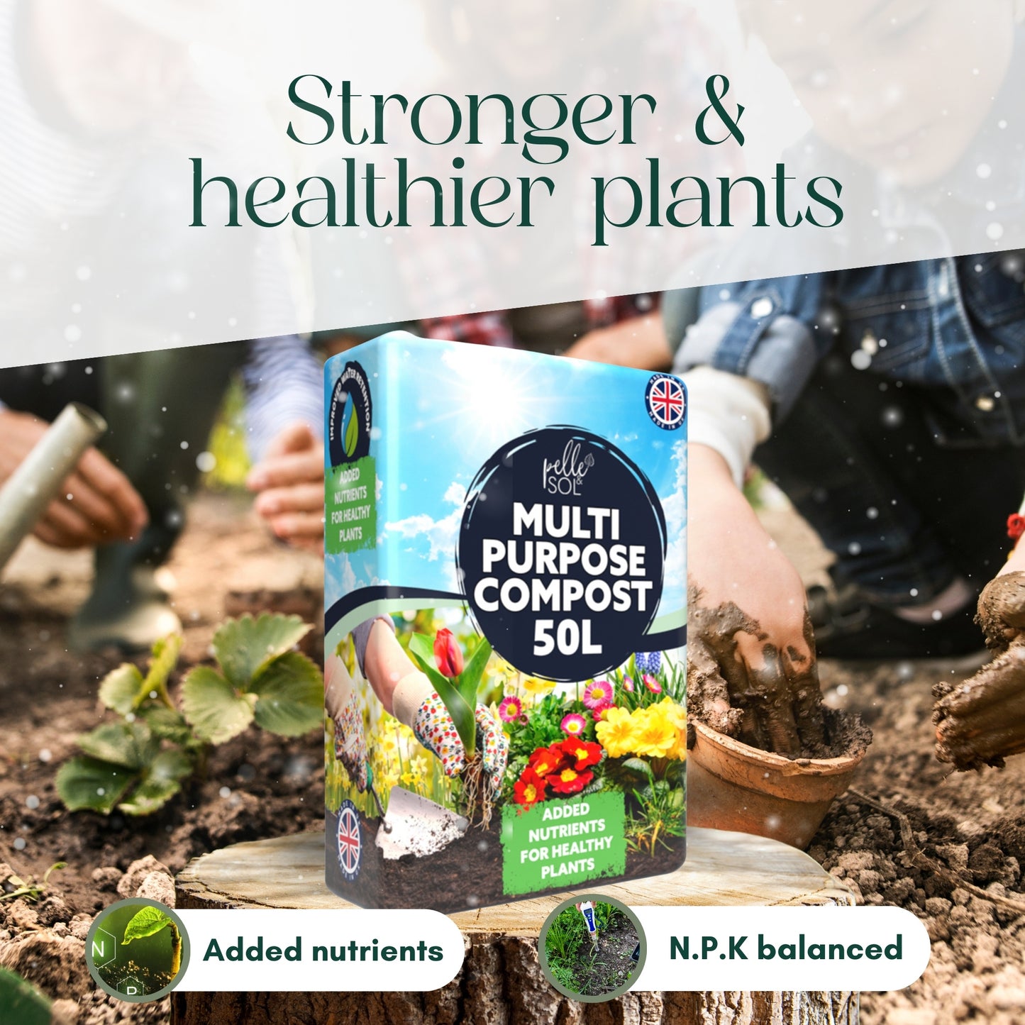 Pelle & Sol 10/20/40/50/60Ltr Multi Purpose Compost - Compost for Outdoor Plants & Soil for Plants Indoors - Potting Soil for Pots Plants Outdoor - All Purpose Nutrient Rich Fertiliser, Houseplant Potting Mix