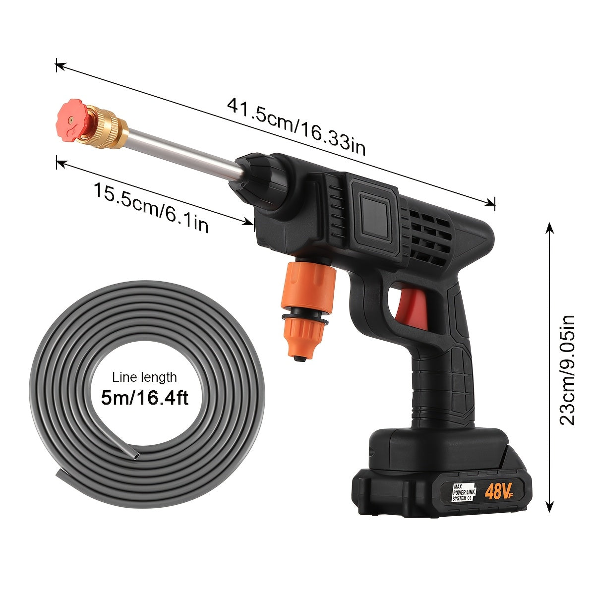 Cordless Portable Pressure Washer with 2 Batteries, 3000PSI Cordless Power Washer, Rechargeable Battery Jet Wash for Car Garden Home Patio Driveways, 5.03 Meters Hose Included