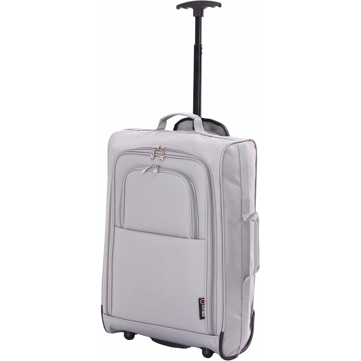 5 Cities 21” / 55cm Lightweight Carry On Travel Cabin Trolley Bag with Wheels, Cabin Approved Hand Luggage, 2 Year Warranty – Black