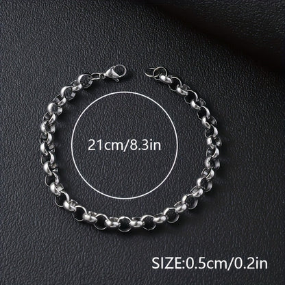 Hip Hop Style - Stainless Steel - Cuban Bracelets 12pcs - Perfect for Daily Wear & Gifts