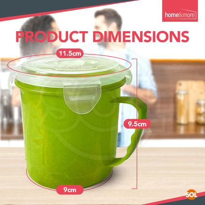 4 Pack Microwave Soup Mugs with Airtight Clip-Lock Lids | 700ml Soup Cups & Porridge Bowls | Reusable Microwave & Dishwasher Safe Food Containers | Assorted Colours (Red, Green, Blue, Grey)