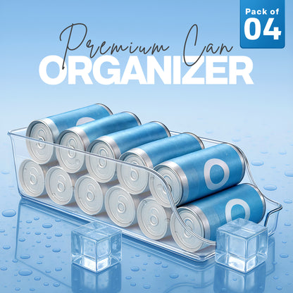 KICHLY Fridge Can Dispenser & Organizer Bins – Clear Can Holder Racks for Soda, Tins & Drinks – Kitchen Organizers and Storage, Space-Saving Kitchen & Pantry Storage