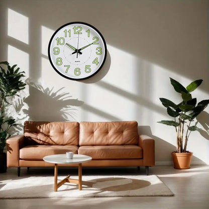 12" Luminous Wall Clock Glow in The Dark Wall Clock Silent Quartz Wall Clocks Non Ticking Sweep Movement, Easy To Read, Perfect for Living Room, Bedroom, Kitchen, Office, Study Room, Dining Room, Halloween Christmas Gifts, Birthday Gifts