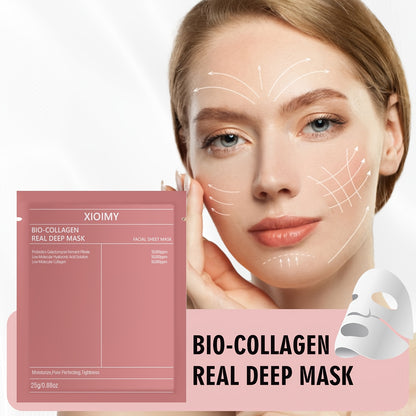 5pcs Collagen Powerful Moisturizing Facial Mask Deeply Hydrates Skin, Making Face More Moist, Delicate, And Bright. Rich in Collagen Acid, Bidding Farewell to Dry, Dull, And Loose Skin