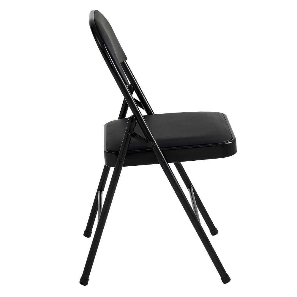 Faux Leather Folding Chairs Set of 4 with Metal Frame & Padded Seat – Foldable Dining, Office & Reception Chairs, Easy Fold & Store, 7 Colours