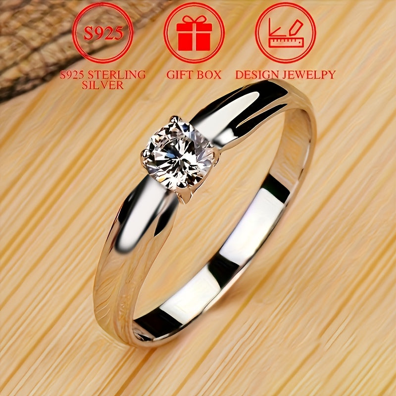 Classic 925 Sterling Silver Ring - EngaSynthetic Gemstoneent Wedding Ring - For Female - Suitable for Banquet Party Official Occasions - Anniversary Gifts (2.6g)