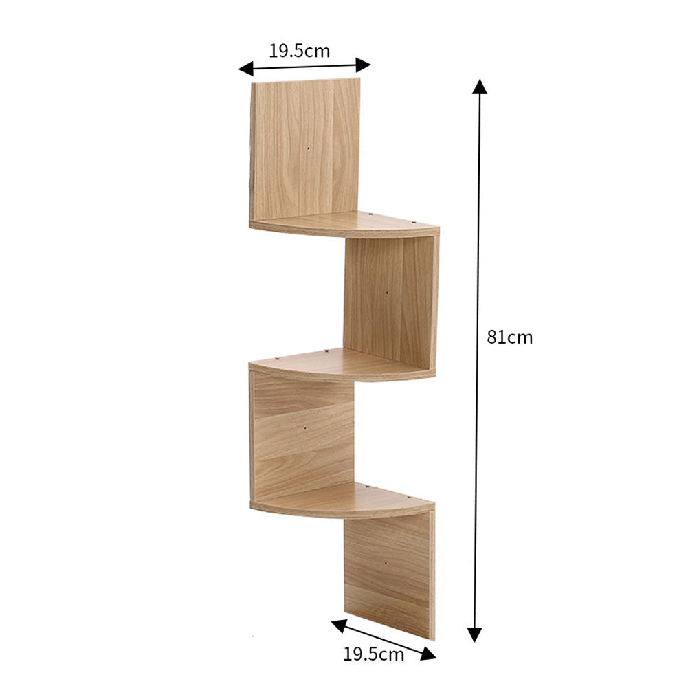 Three-Tier Rustic Corner Wall Shelf with Curved Platforms - product detail 14