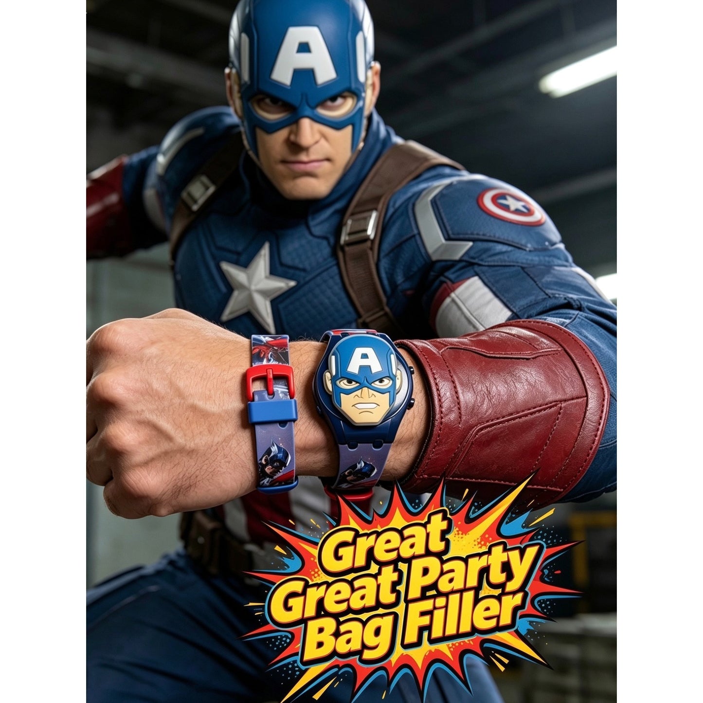 Marvel Kids Toys Light Up Watch for Boys & Girls – Hulk, Spider-Man, Iron Man & Captain America Toy Watch – Adjustable Watch Strap – Party Bag Fillers Kids – Fidget Toys – Toys for Boys Ages 3+