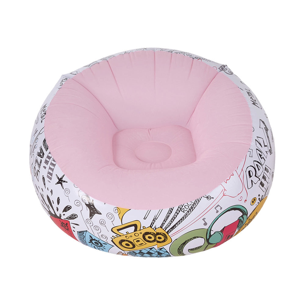 Multicoloured Spherical Outdoor Inflatable Sofa in PVC Material. Lightweight and Portable Home Sofa with Manual Air Pump. Suitable for Living Rooms, Patios, Camping, and Gardens.