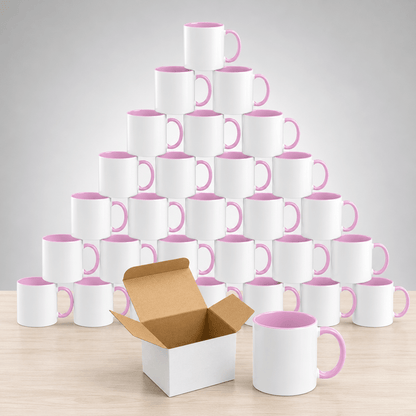 11oz Sublimation Ceramic Mugs with Glossy Finish, Heat Press Ready Coffee Cups for DIY Printing, Multicolor Bulk Pack Options Available in 6, 12, 24, 36, 48, 72 and 144 Pack