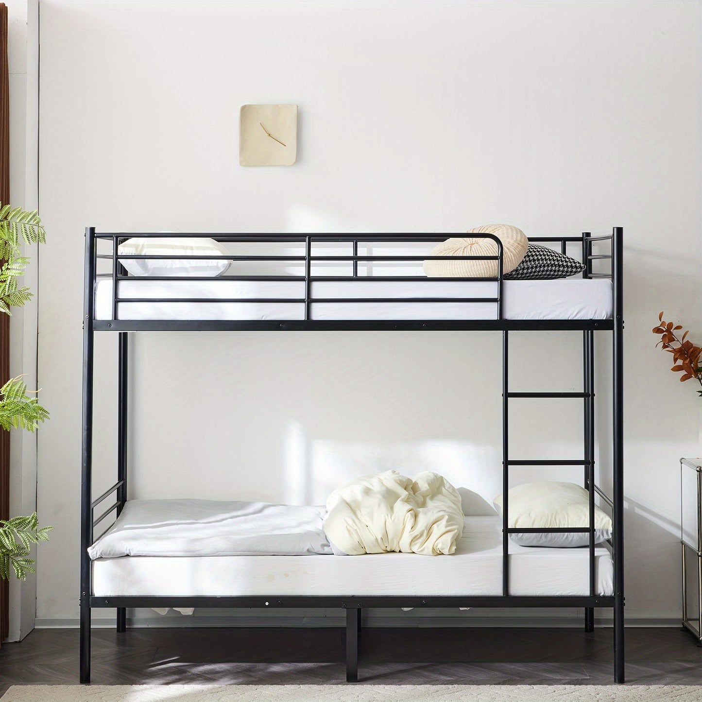[Heavy Duty Bunk Bed] Sturdy Metal Frame, Heavy Duty Twin-Over-Twin Metal Bunk Bed | Built-In Safety Ladder, Full Guardrails & Underbed Storage - Modern Black Finish, Easy Assembly, No Power Needed for Bedroom, Dorm, Guest Room, Bunk Bed for Bedroom, Dorm