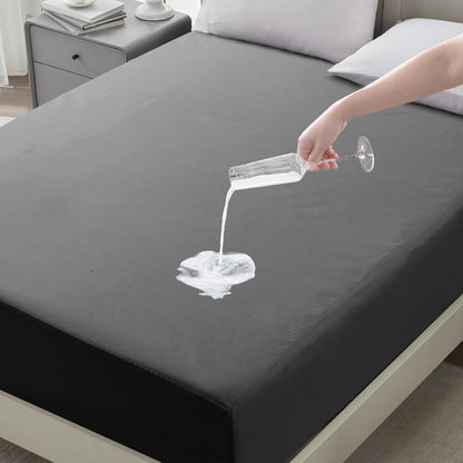 Waterproof Fitted Bed Sheet Deep Pocket Mattress Protector Cover | Soft Breathable Noiseless Fitted Sheet for Bedroom, Hotel & Home | Machine Washable Elastic Bed Cover Fits Up to 30cm Mattress