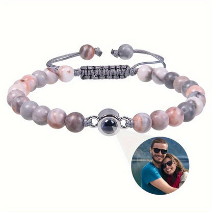 Customized Personalized Frosted Stone Photo Projection Bracelet, Customized Photo Projection Bracelet Festival Gifts