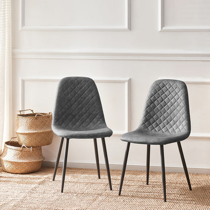 Velvet Dining Chairs Set of 2 or 4 – Upholstered Fabric Seat with Metal Legs, 40x44.5x84cm, 120kg Capacity, Modern Dining Room & Living Room Side Chairs, 16 Colours