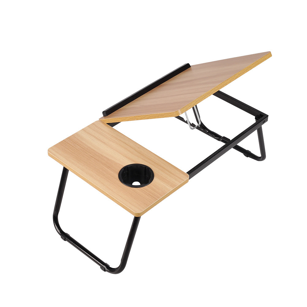 Laptop Computer Desk Portable Foldable Notebook Table Tablet Stand 5-Position Adjustable Tilt Height Over Sofa Tables With Cup Holder Bed Table Lazy Desk Reading Study Desk Breakfast Tray Knee Table 23.05*12.8*9.45 Inches