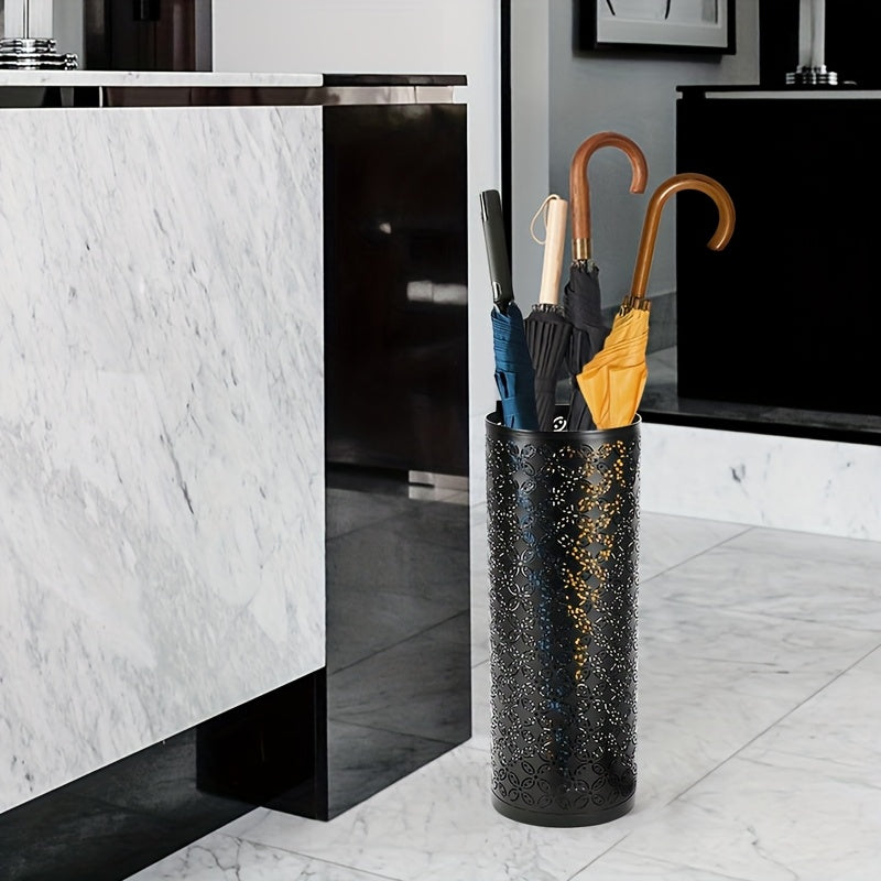 Metal Umbrella Holder Stand Home Storage Rack Rain Water Drip Tray Stick