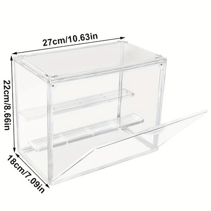 Large PET Acrylic Display Case with ic Door & Adjustable Shelves - Heavy-Duty Dustproof Showcase Box for Collectibles, Figures,, Dolls, Action Figures - Stackable, -Free Assembly (27x22x18cm) Cabinet
