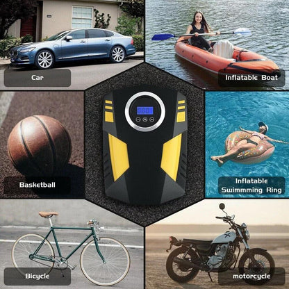 1PC Portable Digital Tire Inflator, Smart Air Compressor with Auto Stop Function, LED Lighting & Multi Nozzles Design, Fast Inflation Handheld Air Pump, Multifunctional Emergency Inflation Tool for Vehicle, Motorcycle, Bike, Sports Ball and Inflatable Ite