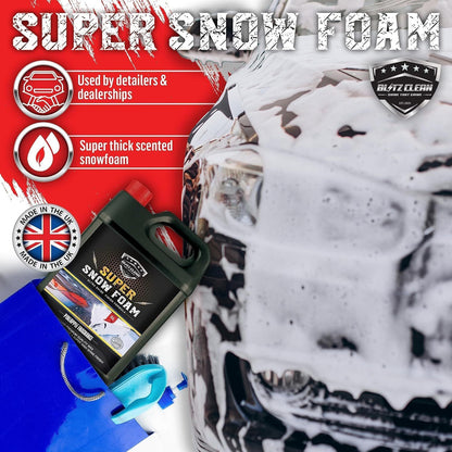 Snow Foam Plus 2L Pump up Snow Cannon Full Kit Inc Mitt & Drying Cloth Wash Detailing Valeting Kit For Car Van Caravan 5L Super Thick Pre Wash Pressurised Snow Cannon Lance