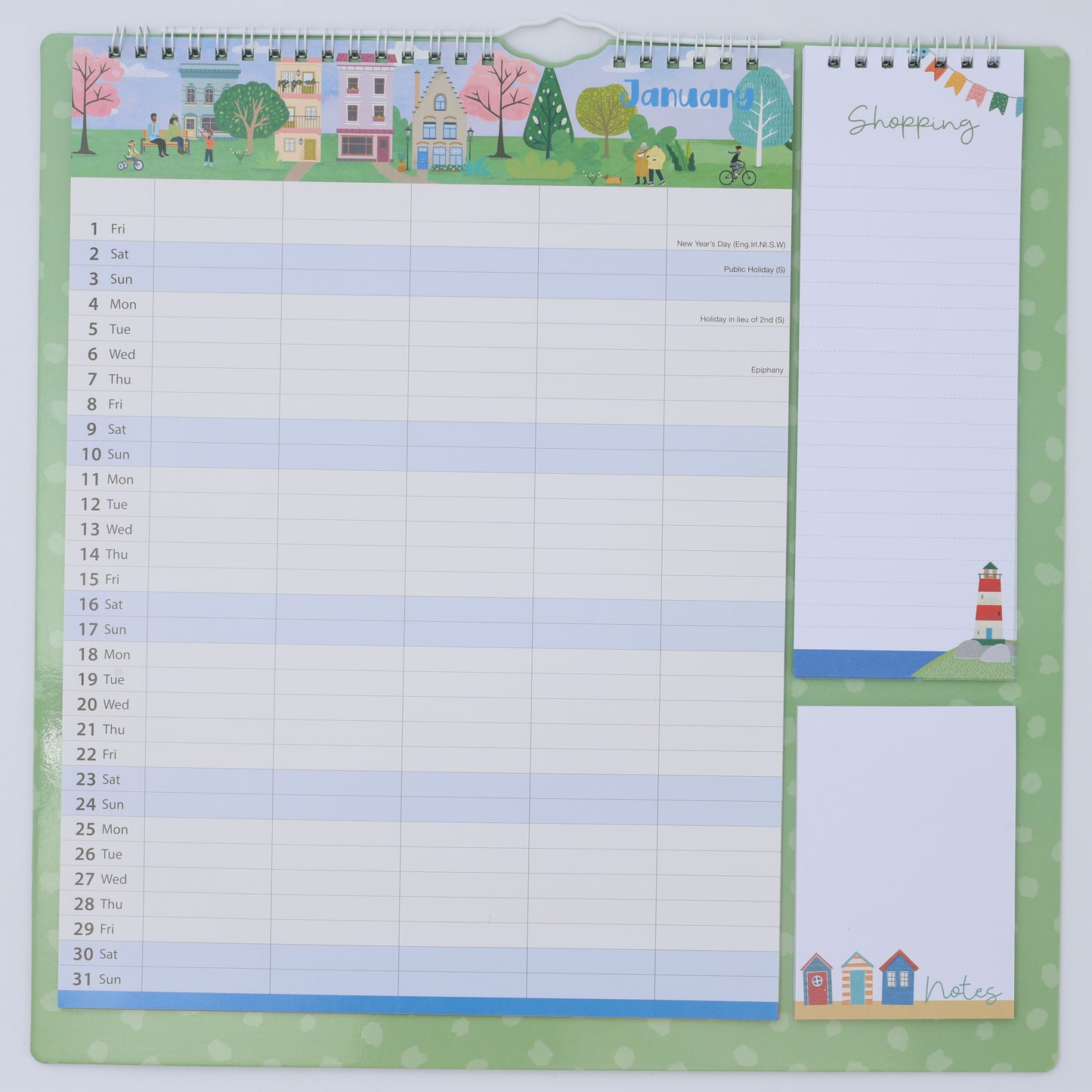 Evelay 2027 Family Planner Calendar – 5 Column Wall Organiser with Shopping List & Notepad | Large Month-to-View Schedule for Busy Homes, Kitchens & Offices