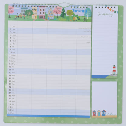 Evelay 2027 Family Planner Calendar – 5 Column Wall Organiser with Shopping List & Notepad | Large Month-to-View Schedule for Busy Homes, Kitchens & Offices