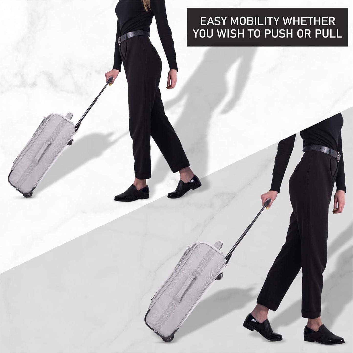 5 Cities 21” / 55cm Lightweight Carry On Travel Cabin Trolley Bag with Wheels, Cabin Approved Hand Luggage, 2 Year Warranty – Black