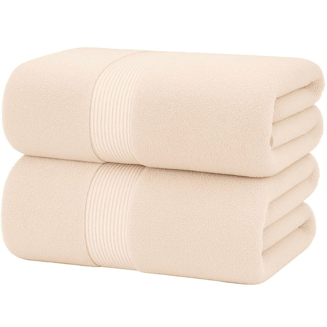 Pack of 2 Cotton Bath Sheets (75×145 cm), Soft, Absorbent & Machine Washable, Ideal for Bathroom, Gym or Daily Use