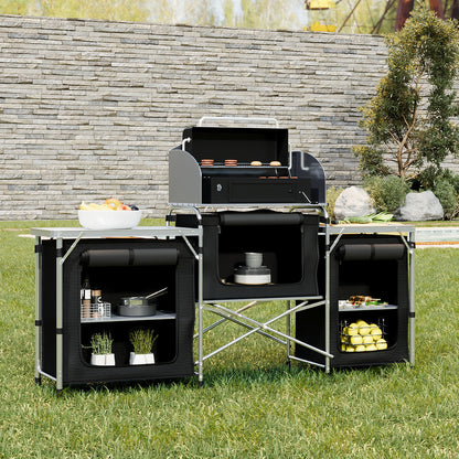 Camping Folding Locker Portable Design Folding Storage Unit Fabric Dark Gray Durable 600D Handbag Material, Suitable for Courtyard Camping Kitchen 165*52*104cm