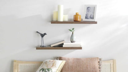 Set of 3 Wall-Mounted Floating Shelves Made of Rustic Wood, Suitable for The Living Room, Bedroom, Or Kitchen