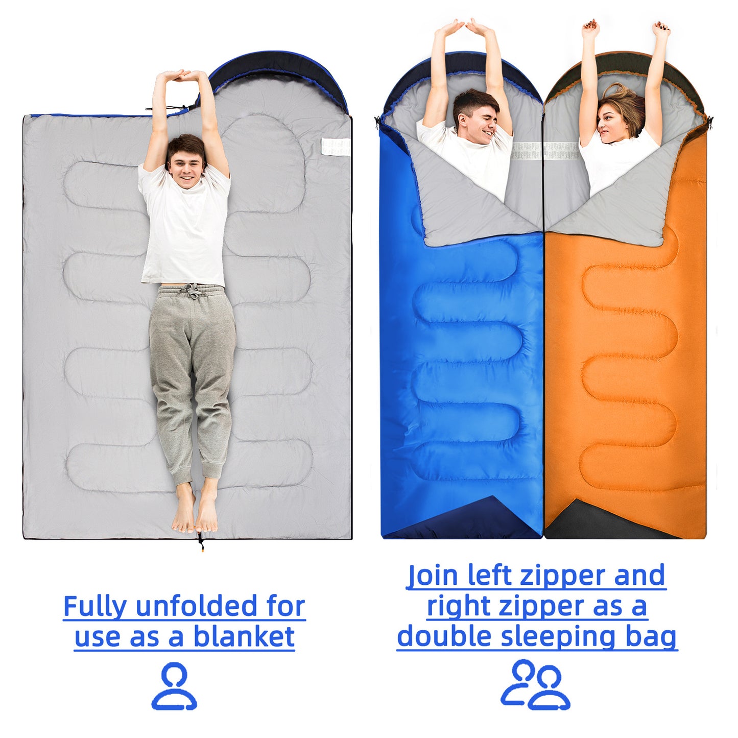 ACTIVE FOREVER Rectangular Sleeping Bag 3 Seasons - Lightweight Camping Sleeping Bags for Adults Indoor & Outdoor, Sleeping bag with Compression Sack for Hiking Backpacking