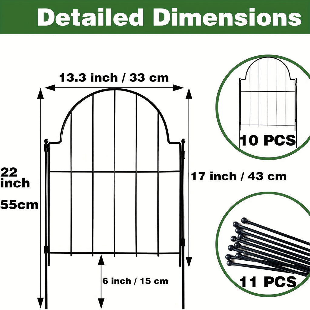 Decorative Garden Fence with Metal, 10pcs Rustproof Metal Fences Animal Barrier - product gallery image 3