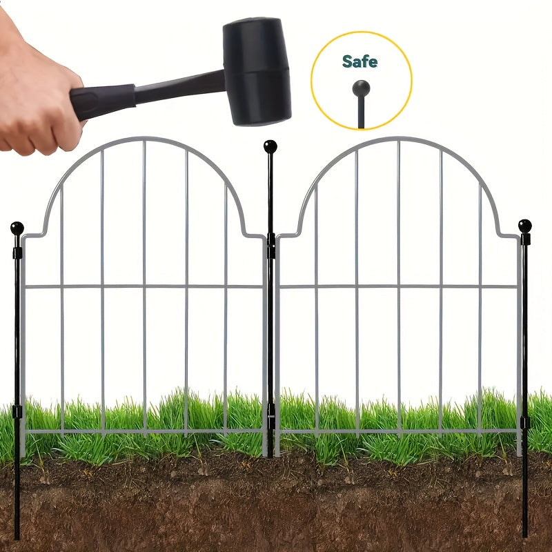 Decorative Garden Fence with Metal, 10pcs Rustproof Metal Fences Animal Barrier