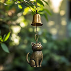 Decorative Ornament with Metal, Ceramic Cat Wind Chime Hand-Glazed Outdoor - product gallery image 2