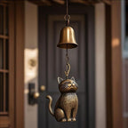 Decorative Ornament with Metal, Ceramic Cat Wind Chime Hand-Glazed Outdoor - product gallery image 8