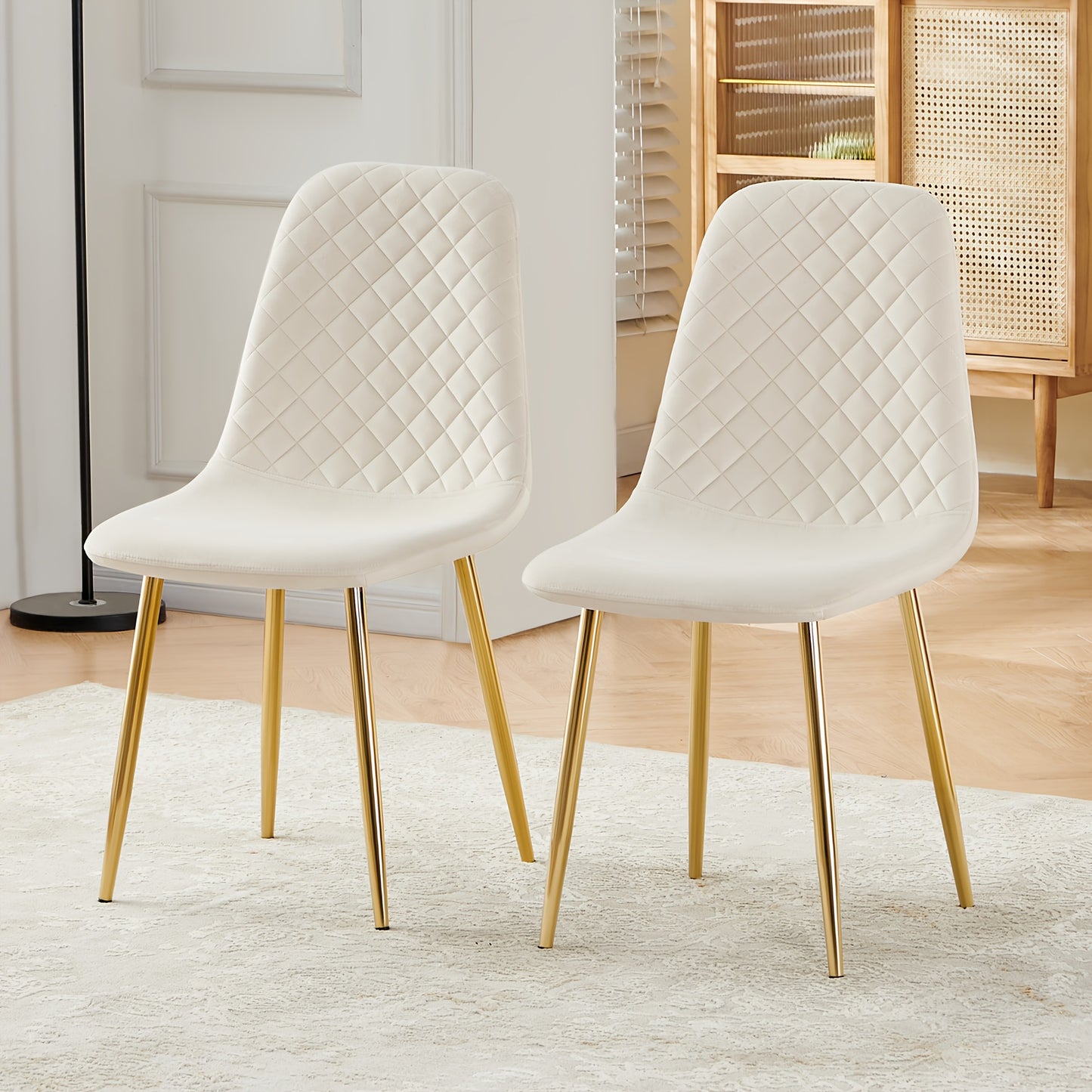 A Set of 2 Or 4 Velvet Dining Chairs with Metal Legs, Fabric Upholstered Seats, Modern Style Dining Chairs, Living Room Side Chairs