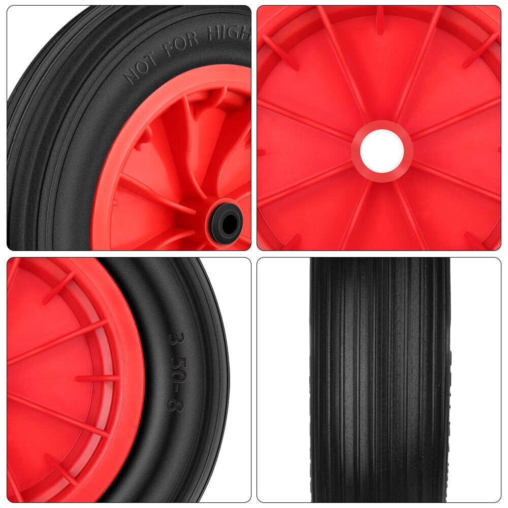 14" Wheelbarrow Wheel 3.5-8 PU Puncture Proof Solid Wheel Heavy Duty Replacement Tire for Garden Trolley Barrow Go Cart Trailer Truck (Black)