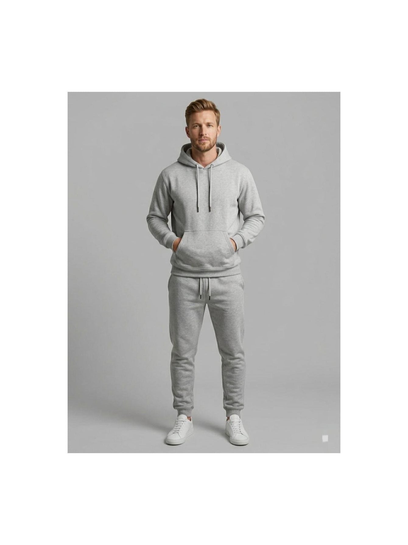 Men'S Outfit Two-Piece Set Featuring a Hooded Long-Sleeve Sweatshirt And Long Pants Solid Colour Knit Fabric Tracksuit, Regular Fit, Perfect Gift for Men, Daily & Outdoor Wear Large Pockets Matching For All Seasons S-XL