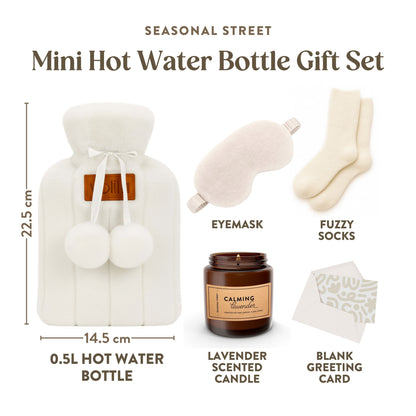 Gift Set for Her - Birthday Pamper Gifts for Women with 500ml Hot Water Bottle, Socks, Candle, Sleep Mask & Best Wishes Card, Self Care Box, Gifts for Mum, Mother's Day Gift Set