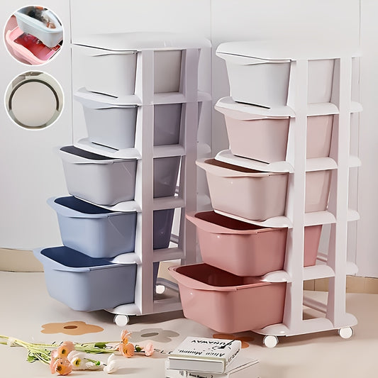 The drawer-type storage cabinet, a storage trolley with 5 drawers, a durable wheeled rolling storage trolley, thickened plastic storage cabinet, and multi-layer drawer cabinet are suitable for clothes, books, They are easy to assemble and make great