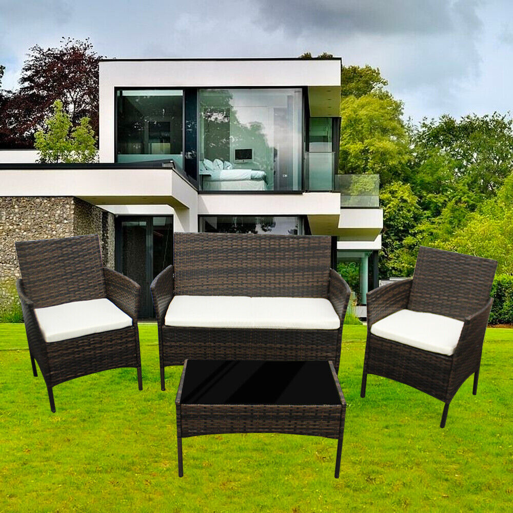 Garden Furniture Sofa Chairs Table Set Rattan Conservatory Outdoor Patio Seat Cushion With Single Armchairs With Coffee Table 6210-B Sofa
